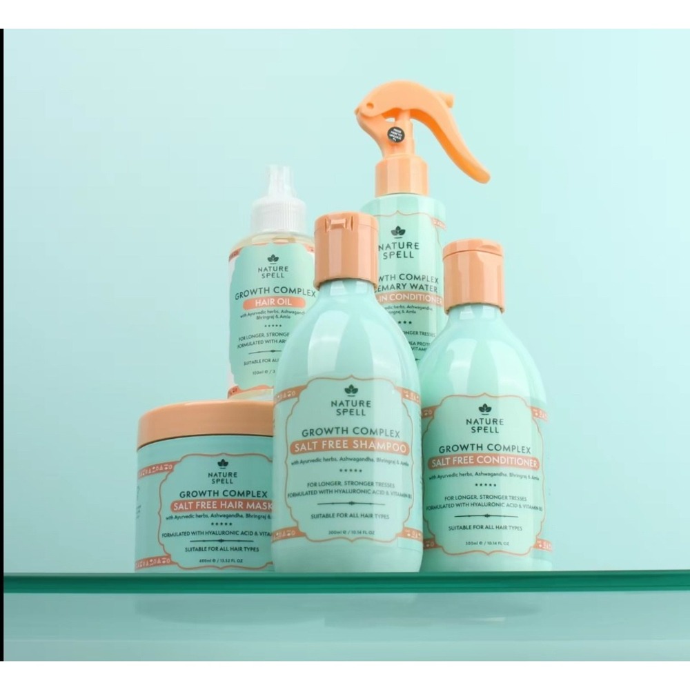 Nature Spell Growth Complex 5pc Hair Care Set Shampoo Conditioner Mask Oil Mist